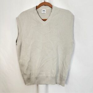 Zara Sweater Vest Men’s Size‎ Large Vneck Cream